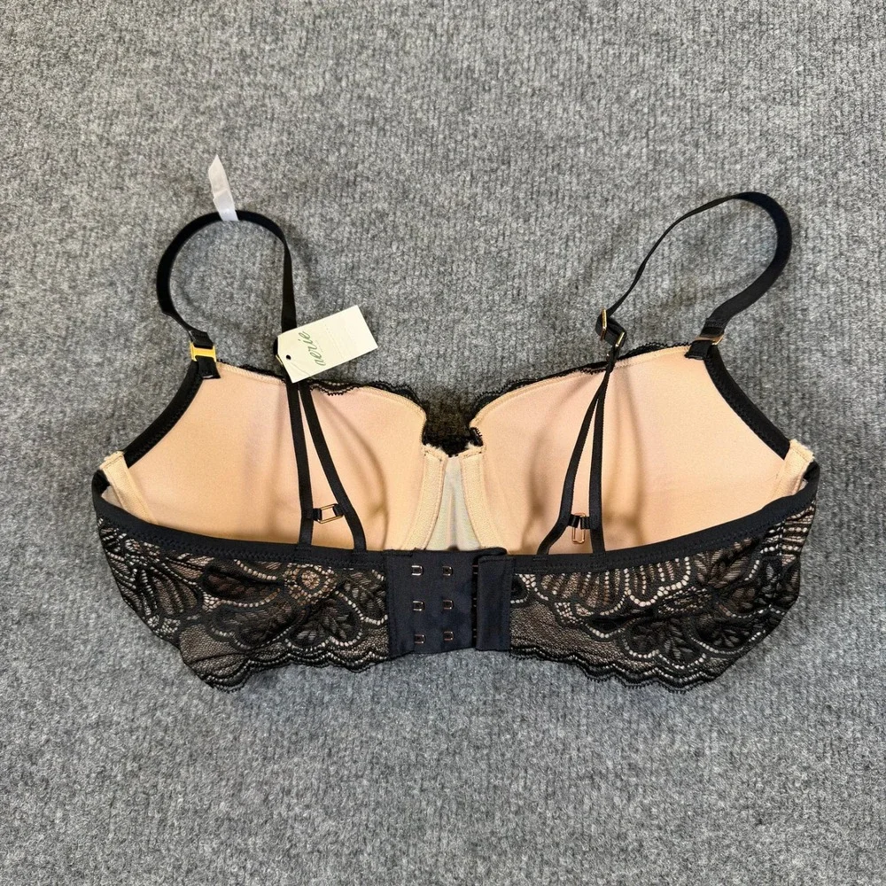 Aerie‎ Balconette Bra Black Lace Longline Underwire 32D 079-8791-03287 NEW